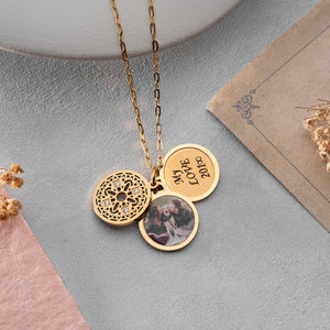 Custom Locket Necklace with Photo, Personalized Photo Pendant, Engravable Memorial Jewelry, Mothers Day Gift for Her