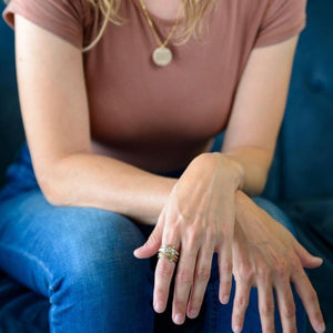 Personalized Mixed Metal Stackable Name Birthstone Ring Gifts