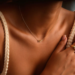 Birth Flower Necklace - Dainty Horizontal Flower Charm