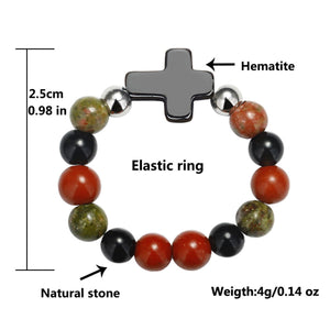 Elastic stone cross ring, angel stone combination copper bead ring