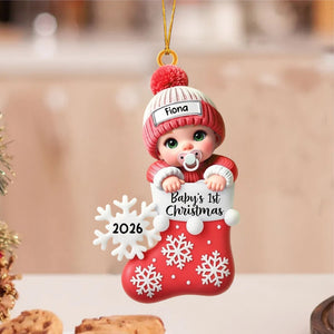 Baby In Christmas Stocking β Baby's 1st Christmas Personalized Ornament