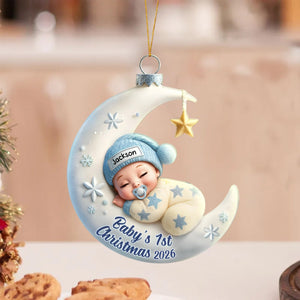Baby Sleeping On The Moon β Baby's 1st Christmas Personalized Ornament