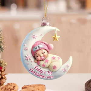Baby Sleeping On The Moon β Baby's 1st Christmas Personalized Ornament