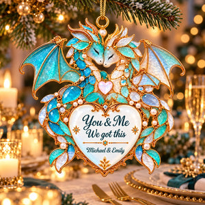 Personalized Dragon Custom Shape Sea Glass Effect Ornament,Christmas Gift for Couples