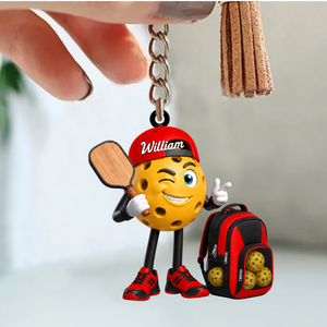Cool Male & Female Pickleball Player Keychain- Personalized Pickleball Mascot Keychain Gift for Pickleball Enthusiast