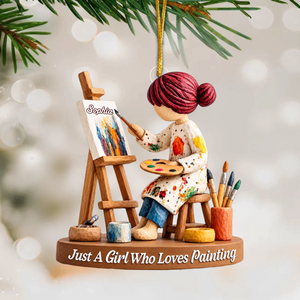 Just A Girl Who Loves Painting - Cute Artist Girl Christmas Ornament, Personalized Gift for Painters