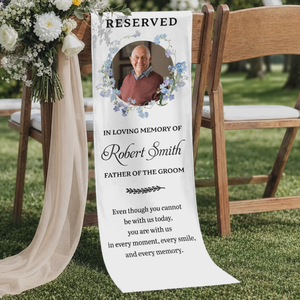 "Reserved For Our Guardian Angel" โ Custom Photo Wedding Chair Sign | Memorial Sympathy Gift For Brides & Grooms