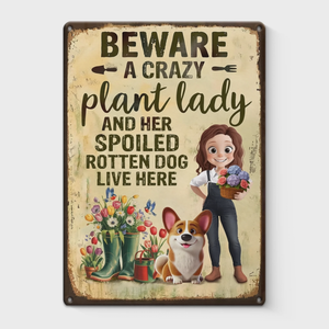 Custom Home Decor Metal Sign - Personalized Garden Gifts For Gardeners, Dog Lovers, Dog Mom - Home Of Plant Lovers