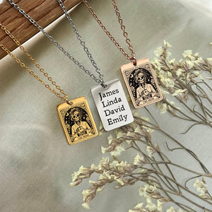 Personalized Skull Mom Kids Tarot Card Necklace Gift for Grandma Mom