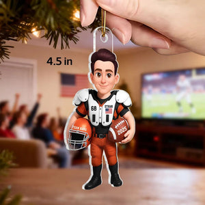 Proud American Football Player - Personalized Acrylic Ornament - Gift For Football Lovers, Grandson, Son, Husband