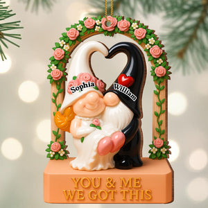 You & Me We Got This, Heart And Roses, Personalized Custom Wood Ornament, Gift For Couples