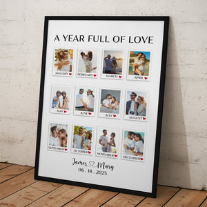 A Year Full Of Love Couple Anniversary Gift - Personalized Custom Photo Canvas Poster