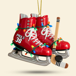 Ice Hockey Skates Ornament - Personalized Gifts For Ice Hockey Lovers