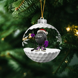 Personalized Snowball Ice Hockey Ornament