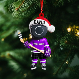 Personalized Cute Hockey Christmas Ornament