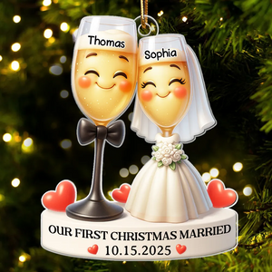Our First Christmas Married - Personalized Acrylic Ornament - Christmas Gift for Couple, for Wife, for Husband