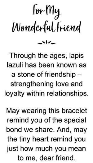 For My Wonderful Friend Bracelet, Lapis Friendship Bracelet With Card, Ladies Bracelet