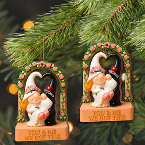 You & Me We Got This, Heart And Roses, Personalized Custom Wood Ornament, Gift For Couples