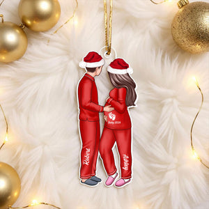 Expecting Parents Christmas Pregnancy Personalized Acrylic Ornament, Baby Arriving Ornament