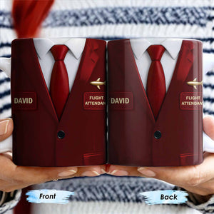 Flight Attendant Style Professional Suit Mug, Personalized Custom Coffee Mug, Gift for Aviation Enthusiasts