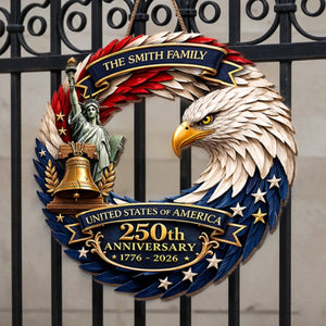 Custom Family Wood Sign Personalized America 250th Anniversary Gifts