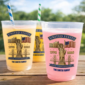 Custom Family Name 250th Anniversary USA - Personalized Frosted Cups