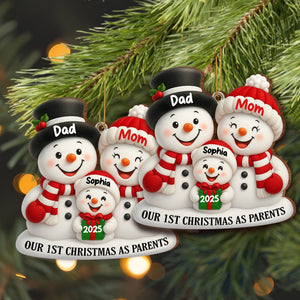 Our 1st Christmas As Parents Snowmen Personalized Custom Wood Ornament