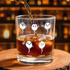 Customizable Characters With Sports Balls, Personalized Whiskey Glass Gift For Dad