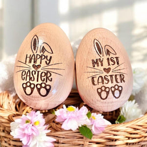 Personalized Wooden Egg Shaker | Engraved Baby Egg| Easter Basket Filler | My 1st Easter