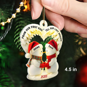 From Our First Kiss Till Our Last Breath - Snowmen Couple Personalized Acrylic Ornament
