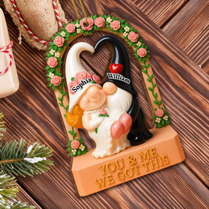 You & Me We Got This, Heart And Roses, Personalized Custom Wood Ornament, Gift For Couples