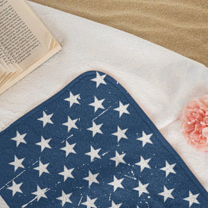 Personalized Beach Towel – Woman At Sunlit Beach With American Flag | Unique Gift For Her