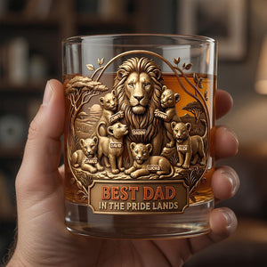 Best Dad In The Pride Lands Whiskey Glass - Personalized Father's Day