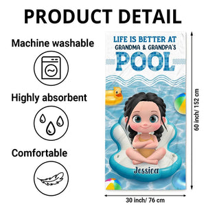 Better At Grandma Pool - Personalized Beach Towel