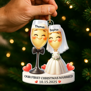 Our First Christmas Married - Personalized Acrylic Ornament - Christmas Gift for Couple, for Wife, for Husband