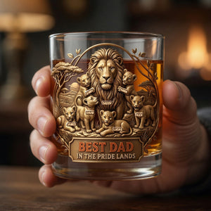 Best Dad In The Pride Lands Whiskey Glass - Personalized Father's Day