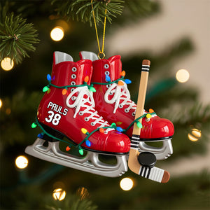 Ice Hockey Skates Ornament - Personalized Gifts For Ice Hockey Lovers
