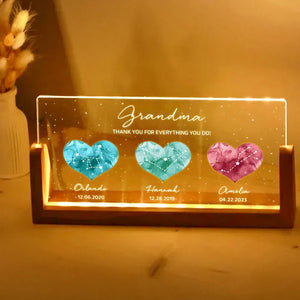 Grandma - A Heartfelt Thank You Personalized LED Light Frame With Custom Heart Designs