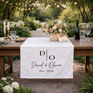 Personalized Wedding Table Runner with Monogram, Sweetheart Table Decor