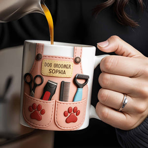 Personalized Dog Groomer, Scissors And Paw Prints Mug, Gift For Pet Care Professionals And Dog Lovers