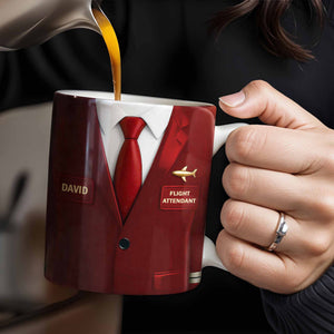 Flight Attendant Style Professional Suit Mug, Personalized Custom Coffee Mug, Gift for Aviation Enthusiasts