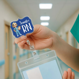 Custom Cheerful Cartoon Nurse Badge Reel,Acrylic Badge Reel,Gift For Nurses and Healthcare Workers