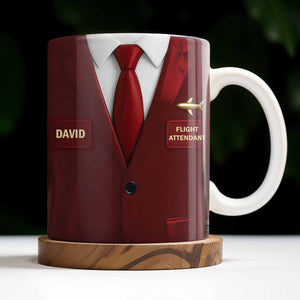 Flight Attendant Style Professional Suit Mug, Personalized Custom Coffee Mug, Gift for Aviation Enthusiasts