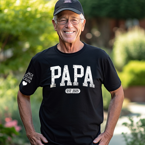 Personalized Papa T Shirt With Est Year, Gift for Papa,dad,grandpa