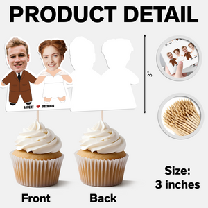 Wedding Couple - Custom Photo Face Personalized Cupcake Topper