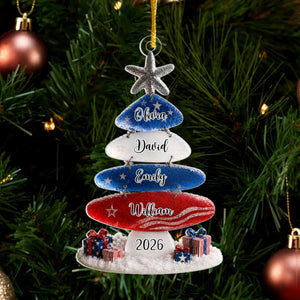 Patriotic Family Sea Glass Design Personalized Acrylic Ornament Christmas Gift for Patriotic Family