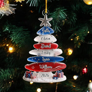 Patriotic Family Sea Glass Design Personalized Acrylic Ornament Christmas Gift for Patriotic Family