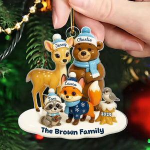 Woodland Family Personalized Acrylic Ornament, Christmas Decor