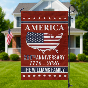 America 250th Anniversary Garden Flag Personalized Family Name
