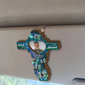 God Has You In His Arms Personalized Memorial Car Visor Clip
